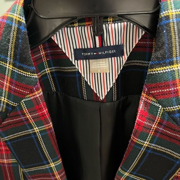 Tommy Hilfiger Red Plaid Women's Blazer Size 4 #MC056 - Picture 2 of 5